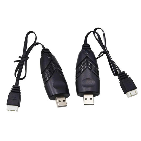 2 Pack USB To 11.1V 3S LiPo Charger Cable With 4 Pin XH Plug For RC Cars Boats Drones Airplanes And Airsoft