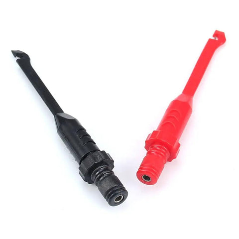 Two Pack Multimeter Test Lead Set With Wire Piercing Probes And Insulated Back Probes For Diagnostic Electrical Testing in red and black