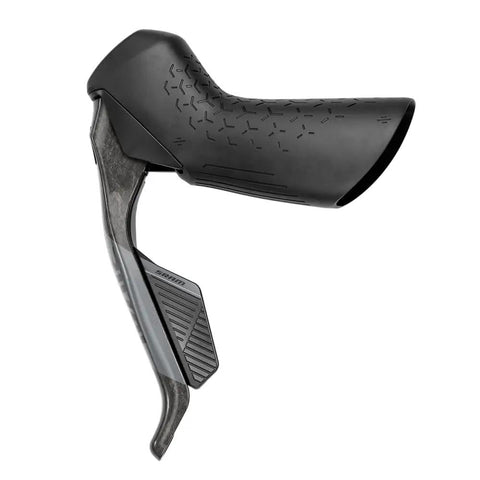 Side view of Rival AXS Front Disc Brake Set With One Finger Hydraulic Braking And Wireless Shifting lever for road bikes.
