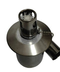 Brushed Stainless Steel Tiki Torch Canister Replacement With Cotton Wick And Snuffer, showing top view of durable metal canister
