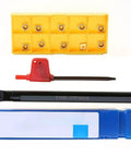 Pro Grade Carbide Inserts Set With S10K SCLCR06 Alloy Steel CNC Turning Tool Holder And Wrench All In One 10 Piece Finishing Kit