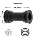 BB86 And BB92 Press Fit Bottom Bracket With Steel Bearings For 24mm Shimano Or 22 24mm SRAM GXP Cranks, Fits 86 To 92mm Shell Width And 41mm Inner Diameter, Sealed Bearings For Durable, Low Maintenance Performance.