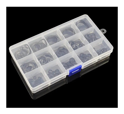 Elastic Wave Spring Washer Set For Hardware And Automotive Projects, Three Wave Peak Seal Form, Durable Metal Gasket, Internal Size Range 3mm To 25mm, Lock Washer Kit With Black Finish And Easy Fit in compartment box