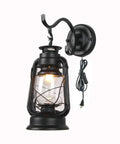 Plug In Wall Sconce Lamp With E27 Base Metal Glass Shade Cozy Soft Light For Living Room Bedroom Bedside And Hotel Home Decor Energy Saving Lantern Style Wall Light