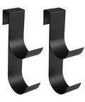 Heavy Duty Black Pool Fence Hooks Set Of 2 Slip On Hangers for pool poles and equipment, designed to fit 3/4–1-1/4 inch railings