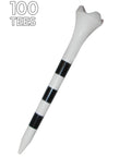 Performance Plastic Golf Tees For Consistent Drives 100 Count White Striped Two And Three Quarters Inch Durable Tees