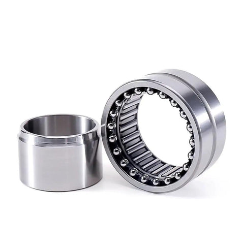 Top Shelf Heavy Duty Needle Roller Bearing NKIB5908 40X62X34mm stainless steel assembly, showing inner and outer rings.