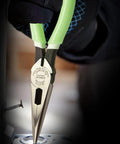 Glow In The Dark 8 Inch Long Nose Pliers With Hi Vis Grips For Reach And Leverage Heavy Duty Needle Nose Pliers Forged In USA