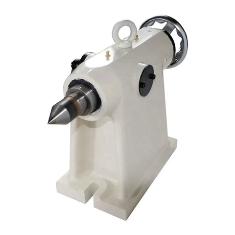 Rock Solid Manual Tailstock For CNC Four Axis Rotary Table With A Roomy 135Mm Thimble And Cast Iron Frame built heavy for precision milling.