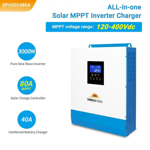 All-In-One 3000W DC 24V Pure Sine Wave Inverter With 80A MPPT Solar Charger And 40A AC Battery Charger