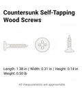 Diagram of self tapping wood screws with countersunk head in 304 stainless steel for flush furniture assembly and woodworking projects.