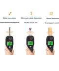 Badass Precision 5 In 1 Stud Finder And Wall Scanner detecting metal, wire, and wood with LCD display in black color.