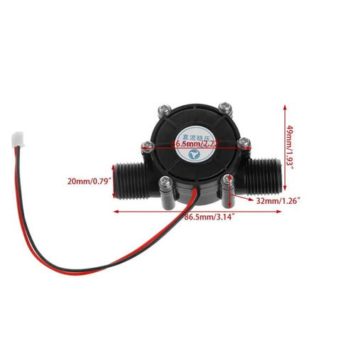 10W Water Turbine Generator For DIY Micro Hydroelectric Power Off Grid Charging 12V DC Supply For LED Lights Mobile Phones Radios And Small Devices Black Compact Portable Outdoor Ready showing dimensions