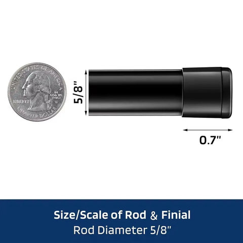 Black Curtain Rod Set With Brackets For Windows 32 To 90 Inches Five Eighth Inch Diameter Telescoping Rod Size Comparison