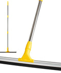 All In One Floor Scrubber Squeegee With Long Stainless Steel Handle, Heavy Duty Rubber Silicone Blade, Multi Surface Cleanup