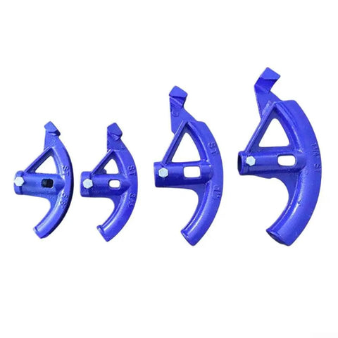 Set of four blue manual pipe bender dies for copper and aluminum tubing. Durable steel construction for precise bending.