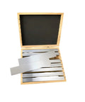 Go-To Precision Parallel Pad Gauge Block Set 18 Pieces Heavy Duty Alloy Steel CNC Milling Pads in wooden case.