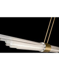 Super Sleek Linear Led Pendant Light Featuring Contemporary Ceiling Fixtures With Tight Profiles And Warm Aged Brass Finishes That Truly Hits Different On Kitchen Islands Or Main Dining Tables, showcasing elegant brass housing and linear design.