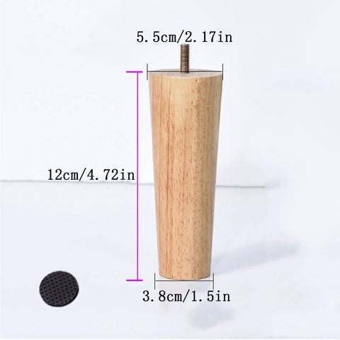 Oak Solid Wood Tapered Sofa Legs With Pre Drilled M10 Bolt Four Pack Replacement Legs For Couch Cabinet Dresser And Desk Veal Color