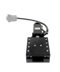 Knockout Precision Motorized Linear Translation Stage With Electric X Axis Displacement Platform And Silent Stepper Motor Drive on a black base, front view.