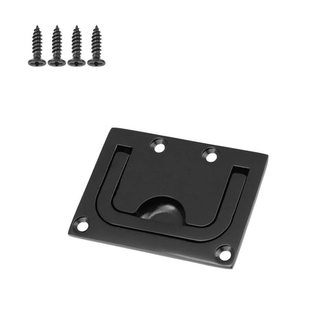 2 Pack 316 Stainless Steel Flush Pull Handle Black Recessed Hatch with screws for Deck Marine Cabinet Durable Rust Resistant