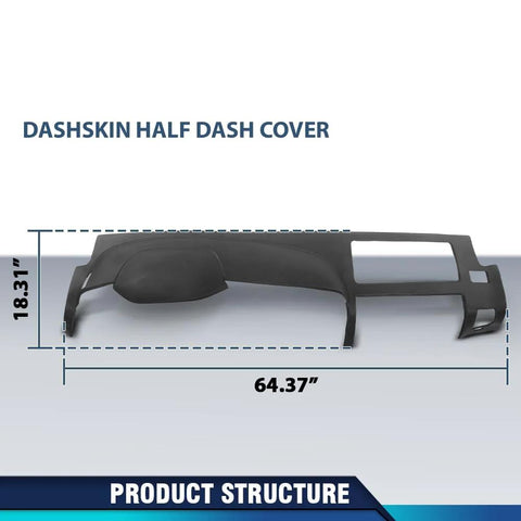 Side view of PIT66 TPE dash cover half-dash panel for Chevy Silverado/GMC Sierra, black, 64.37 inches long