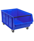 Magnum Mobile Heavy Duty Part Organizer With Interlocking Blue Storage Bins 29 Inch Long By 19 Inch Wide By 18 Inch High on wheels