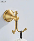 Brass Bathroom Accessories Set With Adjustable Towel Bar From 16.53 To 28.42 Inches Vintage Brushed Brass Wall Mounted Bath Hook