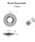 Round sharp tungsten carbide blade 12mm diameter, precision cutting edge for wood lathe tools, designed for smooth finishes.