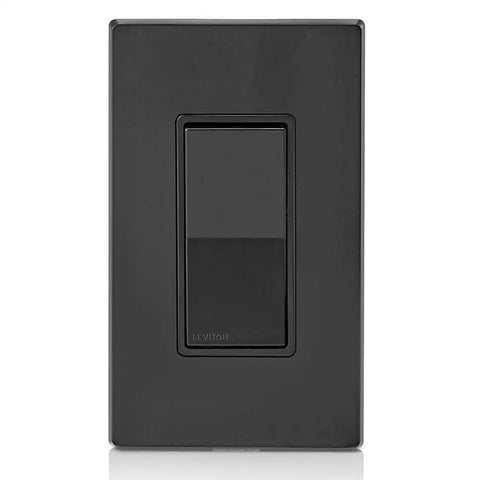 Decora Rocker Single-Pole AC Quiet Switch 15 Amp 120/277 Volt Residential Grade Grounding Black Dust Shield Frame