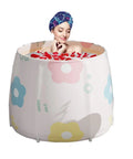 Woman in a Foldable Portable Bathtub For Adults With Insulated Five Layer Design Non Inflatable PVC Spa Standing Bath For Shower Stall