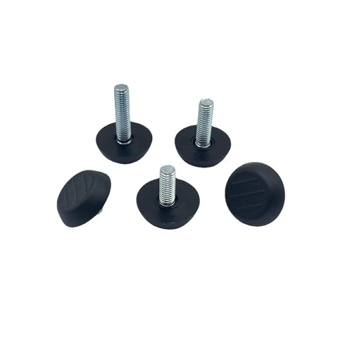 Screw In Threaded Leveling Foot Set, One Quarter Inch By Twenty Threads Per Inch, Ten Pcs, black furniture glide levelers shown
