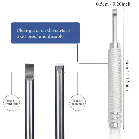 Silver Metal Watch Case Opening Tool For Back Covers, 13cm long, showing precision pry tip and textured handle grip.
