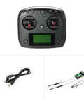 Fs-i6s 2.4G 10CH AFHDS 2A RC Transmitter With FS-iA6B Receiver, touchscreen control with charging cable and receiver unit.