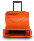 Front view of Powerful 3 Speed Air Mover With 1.3HP Motor Delivers 5000 CFM For Quick Carpet Drying, orange casing, telescoping handle