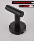 Close-up of Matte Black Wall Mounted Towel Hook, corrosion resistant, made from 304 stainless steel for bathroom and kitchen use.