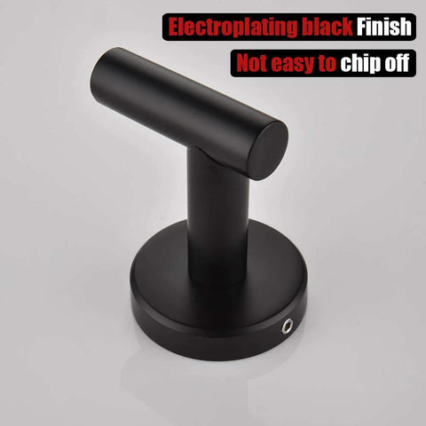 Close-up of Matte Black Wall Mounted Towel Hook, corrosion resistant, made from 304 stainless steel for bathroom and kitchen use.