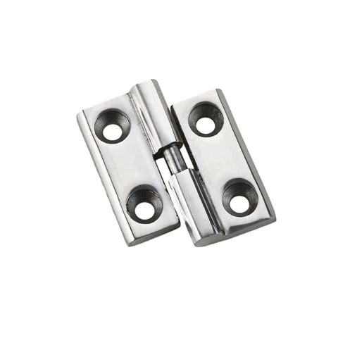 Detachable hinge, polished 304 stainless steel with two leaf plates and screw holes.
