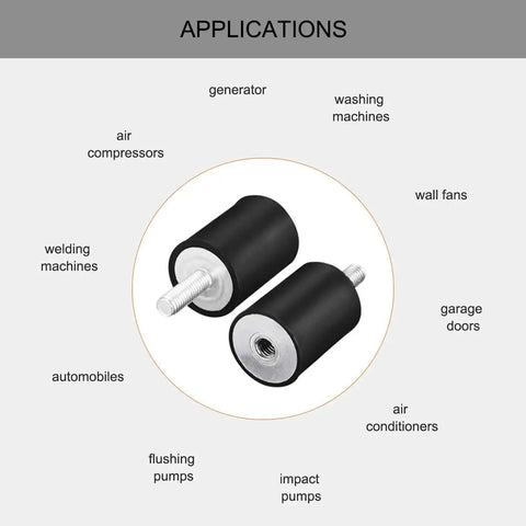 Heavy Duty M8 Rubber Mounts Vibration Isolators For Motors Generators Compressors Pumps And Garage Gear 30x40mm Damping Blocks