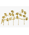 Heavy Duty Metal Wall Hooks For Living Room Decor And Bedroom Setup with ginkgo leaf design in gold color.