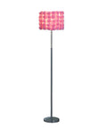 Roses In Bloom Pink Drum Shade Floor Lamp, 63 Inch Acrylic And Metal Modern Glam Piece With 80 Pink Roses, full view
