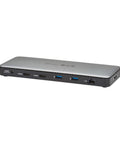 Slick Thunderbolt 4 Docking Station For Laptops Drives Dual Screens With 8K 60Hz Or 4K 144Hz Plug And Play featuring multiple USB ports and HDMI.