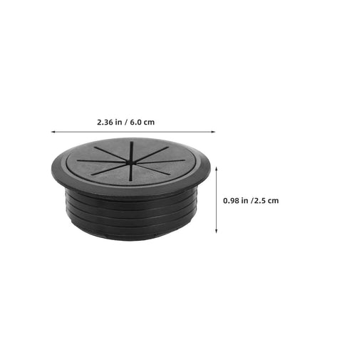 20 Piece Desk Cable Grommet Kit For Office Desks With Slick Black And White Wire Hole Covers Easy No Tool Install Conceal Cables On Your Computer Desk Plastic Grommets And Plugs For A Clean Tidy Pro-Grade Workspace, black 2.36 in desk grommet