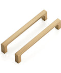 5 Pack Solid 5 Inch Square Cabinet Handles Champagne Bronze Pulls For Drawers And Kitchen Cabinets Center To Center 5 Inch Hole Spacing Hardware For A Game Changing Kitchen Update showing two handles