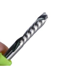 Heavy Duty Single Flute Carbide CNC Router Bit Built Like A Tank For Killer Wood Slotting Engraving And Slick Edge Forming delivering precise cuts.