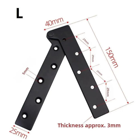 Heavy Duty Stainless Steel Cabinet Hinges delivering 360 degree smooth swivel rotation for wardrobe doors, L shape, black finish.