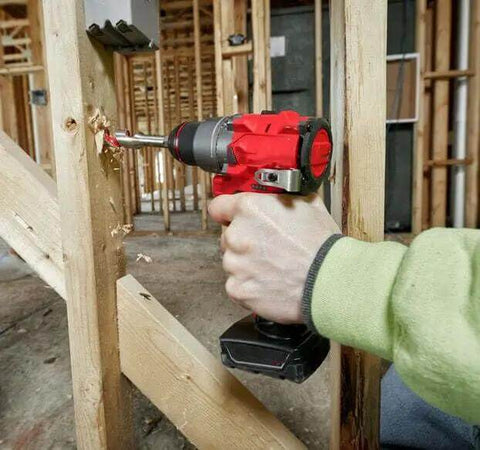 Using Straight Up Powerful Brushless Drill Driver Compatible With Milwaukee M12 12V Half Inch Cordless Power Tool Bare Unit to drill a hole.