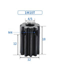 Beefy 1M Spur Gear Pinion Kit 10 11 12 13 Teeth With 4mm 5mm Bore 45 Steel Galvanized Powder Coated, front view