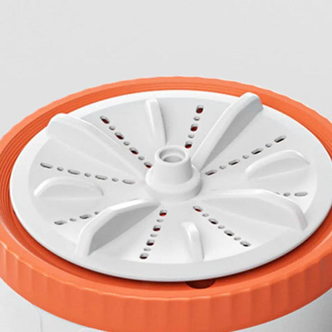 Close-up view of the top lid design of Portable Mini Washer With Usb Rechargeable Turbo Dual Wave System.