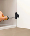 Installation of overlay cabinet door hinges with soft close no slam self cleaning mechanism hidden black steel rust resistant hinge for kitchen cabinets